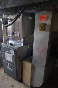 Broken furnace in basement 