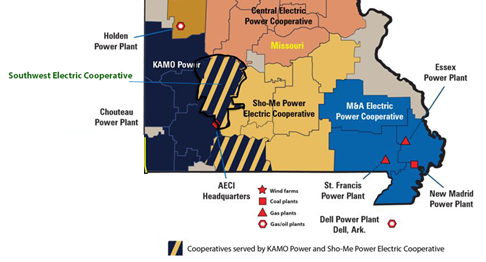 Map of available energy sources for Missouri communities