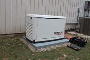 Old Generac AC condenser in Mt Vernon being repaired by Jon Wayne heating & Air Conditioning