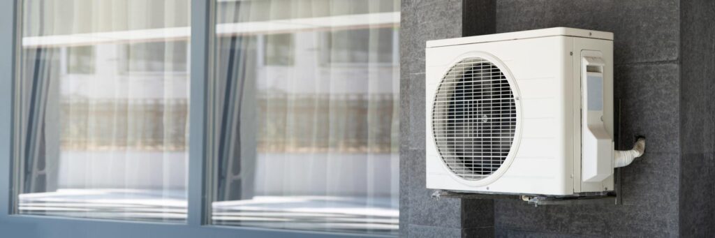 A ductless mini split air conditioner.
